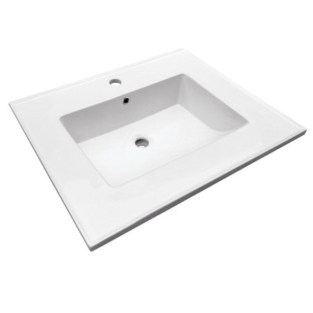 Fauceture Continental 25"x22" Ceramic Vanity Top W/ Integrated Basin 1H, White LBT252271